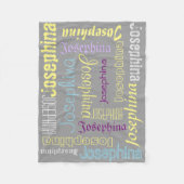 Graue Fleece Blanket Name Collage Lavender Gelb (Vorderseite)