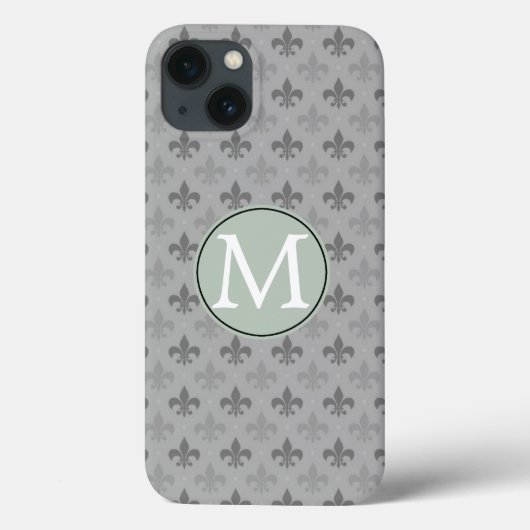 Graue Fleur de lis Case-Mate iPhone Hülle (Rückseite)