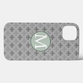 Graue Fleur de lis Case-Mate iPhone Hülle (Rückseite (Horizontal))