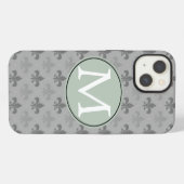 Graue Fleur de lis iPhone Hülle (Rückseite (Horizontal))