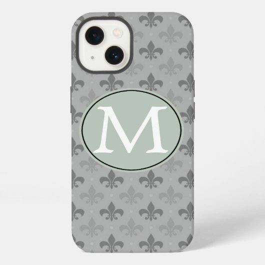 Graue Fleur de lis iPhone Hülle (Rückseite)