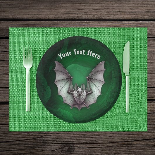 Graue fliegende Fledermaus, grüne spooky Höhle leu Pappteller