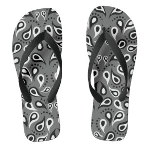graue Flip-Flops mit Paisleymuster Badesandalen
