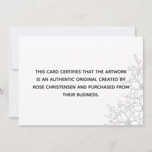 Graue Flora Größere Echtheitsbescheinigung (Rückseite)