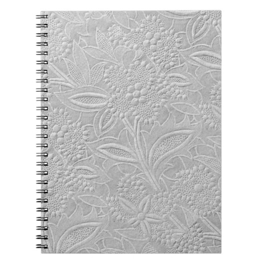 Graue floral geprägte Optik Notizblock (Vorderseite)