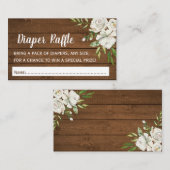 Graue florale Chic Baby Dusche Windeln Raffel Tick Begleitkarte (Vorne/Hinten)