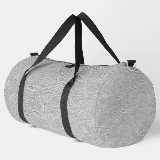 Graue florale geprägte Optik Duffle Bag (Linke Ecke)