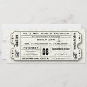 Graue florale Moderne Typografie Ticket Hochzeit Einladung (Vorderseite)