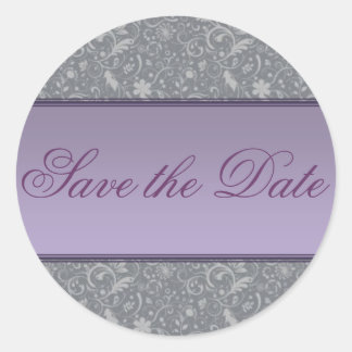 Graue florale Save the Date Aufkleber/Siegel Runder Aufkleber