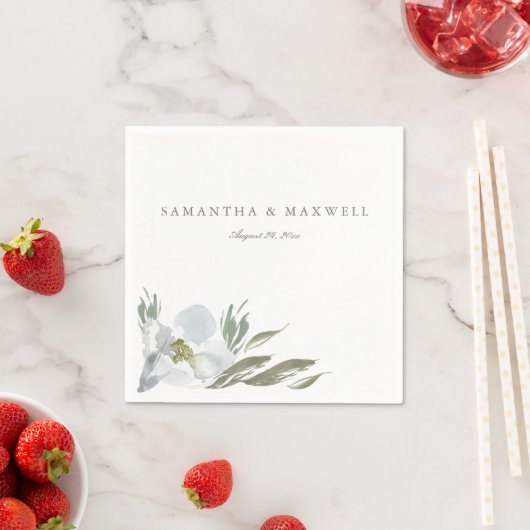 Graue florale Wasserfarbenvorlage Napkins Serviette (Beispiel)