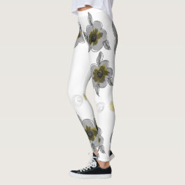 Graue Flower Print Leggings