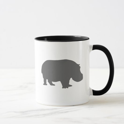 Graue Flusspferd-Silhouette Tasse (Rechts)