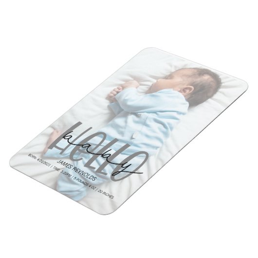 Graue Foto-Geburtskarte Magnet (Linke Seite)