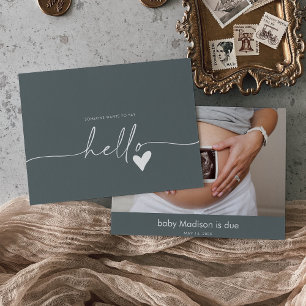 Graue Foto-Hallo-Baby-Ankündigungskarte Dankeskarte