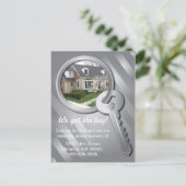 Graue Foto Template Key Ring Neue Zuhause Postkart Ankündigungspostkarte (Stehend Vorderseite)