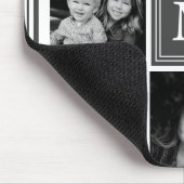 Graue Fotocollage mit Monogramm für die Familie Mousepad (Ecke)