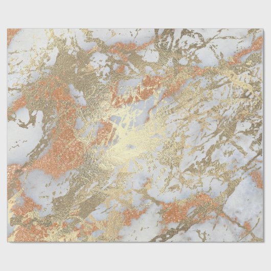 Graue Foxier Rose Gold Marmor Shiny Metallic Geschenkpapier (Flach)