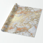 Graue Foxier Rose Gold Marmor Shiny Metallic Geschenkpapier (Ungerollt)