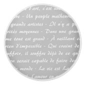 Graue französische Schrift Keramikknauf (Vorderseite)