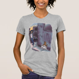 Graue Frauen-T - Shirt betteln