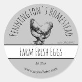 Graue Frische Eiermarken Runder Aufkleber (Vorderseite)