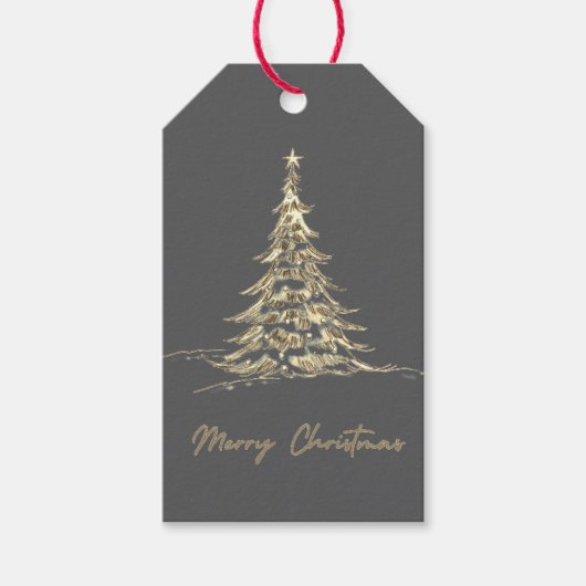 Graue frohe Weihnachtsgeschenke | Weihnachtsbaum Geschenkanhänger (Vorderseite)