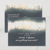 Graue Funkelnde Licht Explosion Save The Date Post Ankündigungspostkarte (Vorne/Hinten)