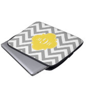 Graue g Zickzack Ananas Quatrefolie 3 Monogramm Laptopschutzhülle (Vorne Knopf)