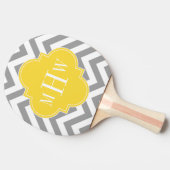 Graue g Zickzack Ananas Quatrefolie 3 Monogramm Tischtennis Schläger (Seitenansicht)