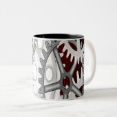 Graue Gänge auf rotem Hintergrund Zweifarbige Tasse (VorderseiteRechts)