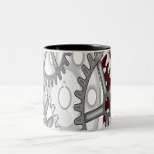 Graue Gänge auf rotem Hintergrund Zweifarbige Tasse (Mittel)