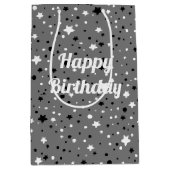 graue Geburtstagssterne Mittlere Geschenktüte (Vorderseite)