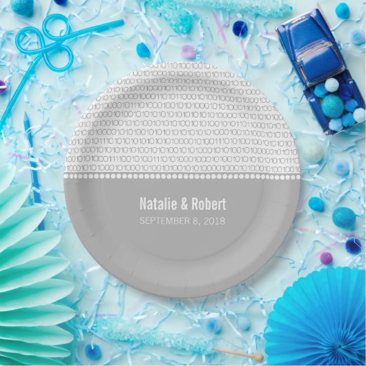 Graue Geek Chic Binary Code Paper-Teller Pappteller (Party)