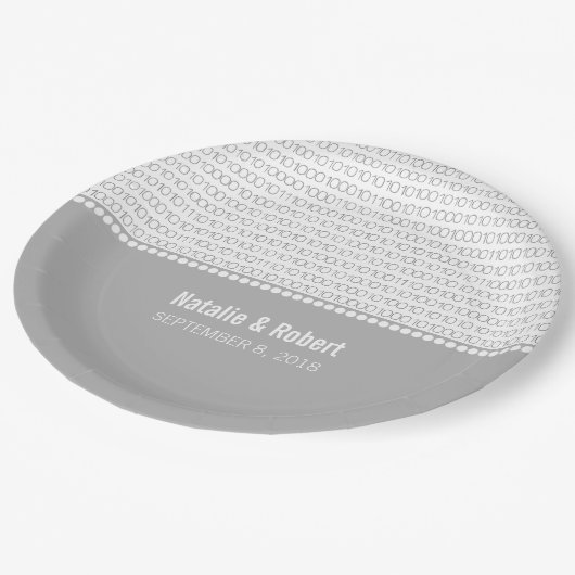 Graue Geek Chic Binary Code Paper-Teller Pappteller (Schrägansicht)