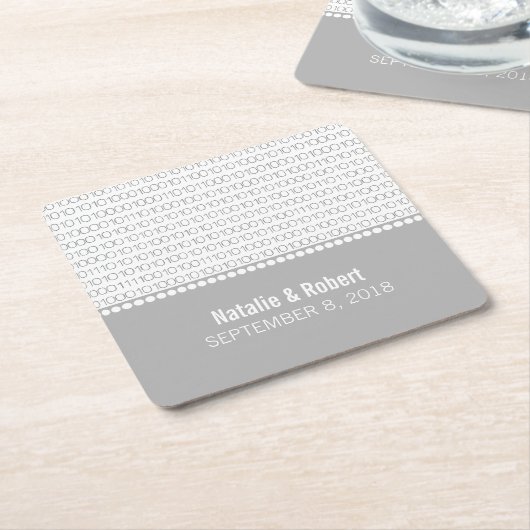 Graue Geek Chic Binary Code Paper-Untersetzer Rechteckiger Pappuntersetzer (angewinkelt)