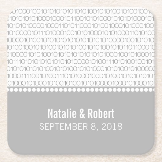 Graue Geek Chic Binary Code Paper-Untersetzer Rechteckiger Pappuntersetzer (Vorderseite)