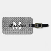 Graue gegossene Gepäckmarke + Name, Monogramm Gepäckanhänger (Vorderseite horizontal)