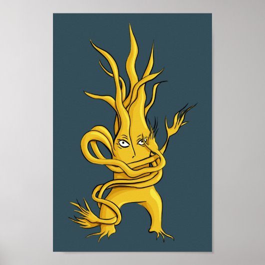 Graue, gelb-graue Zierbäume Poster (Vorne)