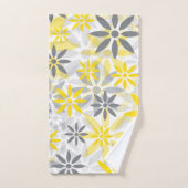Graue gelbe Blume Grafikmuster Badhandtuch Set (Handtuch)