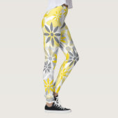 Graue gelbe Blume Grafikmuster Leggings (Rechts)