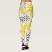 Graue gelbe Blume Grafikmuster Leggings (Rückseite)