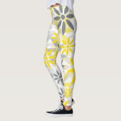 Graue gelbe Blume Grafikmuster Leggings (Links)