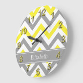 Graue gelbe dunkelgraue LG Zickzack-Graue Bezeichn Große Wanduhr (Winkel)