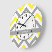 Graue gelbe dunkelgraue LG Zickzack-Graue Bezeichn Große Wanduhr (Winkel)