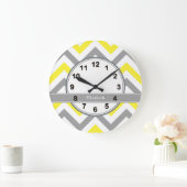 Graue gelbe dunkelgraue LG Zickzack-Graue Bezeichn Große Wanduhr (Zuhause)