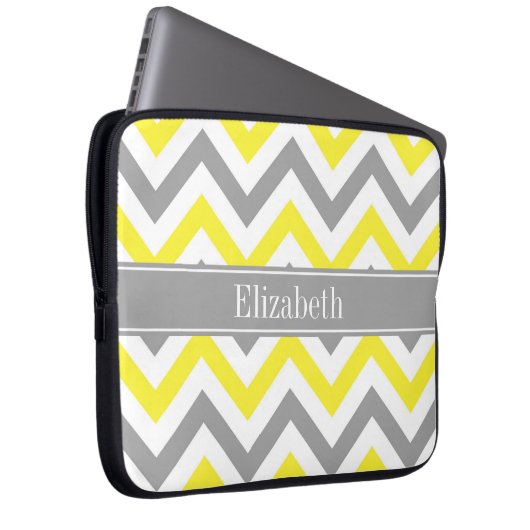 Graue gelbe dunkelgraue LG Zickzack-Graue Bezeichn Laptopschutzhülle (Vorne Rechts)