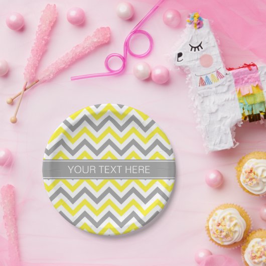 Graue gelbe dunkelgraue LG Zickzack-Graue Bezeichn Pappteller (Party)