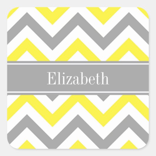 Graue gelbe dunkelgraue LG Zickzack-Graue Bezeichn Quadratischer Aufkleber (Vorderseite)
