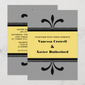 Graue/gelbe Extravagante Art Déco Hochzeit Einladu Einladung (Vorne/Hinten)