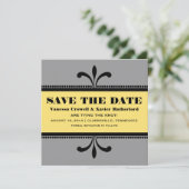 Graue/gelbe Extravagante Kunst-Déco Save the Date  (Stehend Vorderseite)